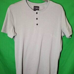Cuts Clothing Mens Medium Shirt Gray Split Hem Henley Tee Short Sleeve Soft
